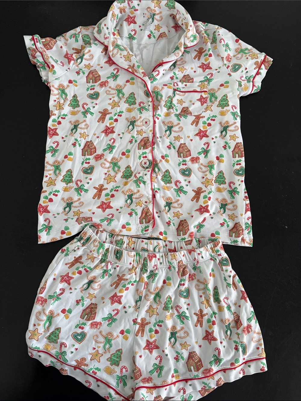 Roller Rabbit White Holiday Cookie Print Short Pajama Set
